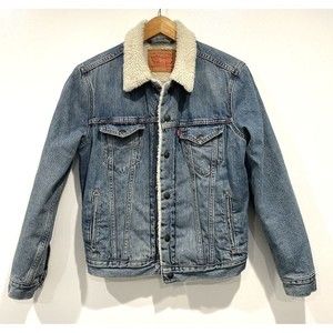 Levi's Trucker Jean Jacket Sherpa Fleece Lined Button Levi Strauss Size Small